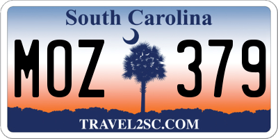 SC license plate MOZ379