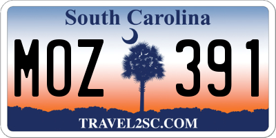 SC license plate MOZ391