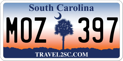 SC license plate MOZ397