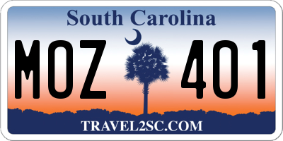 SC license plate MOZ401
