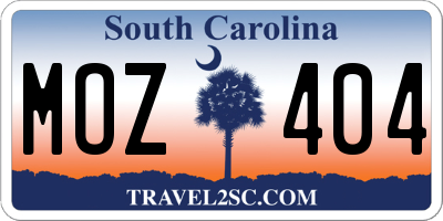 SC license plate MOZ404