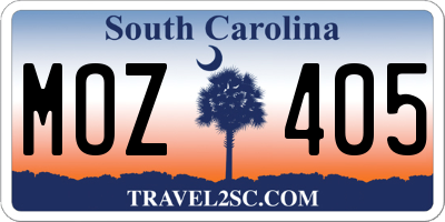 SC license plate MOZ405