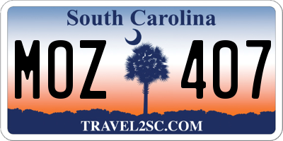 SC license plate MOZ407