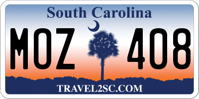 SC license plate MOZ408