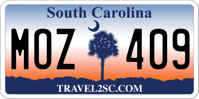 SC license plate MOZ409