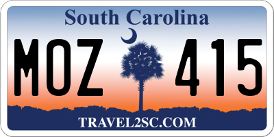 SC license plate MOZ415