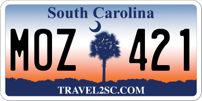 SC license plate MOZ421