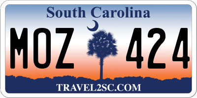 SC license plate MOZ424
