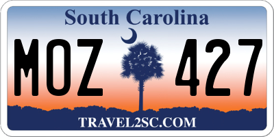 SC license plate MOZ427