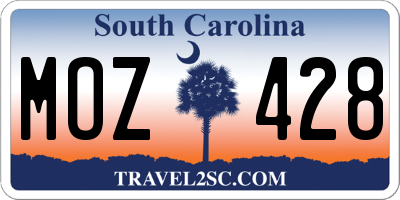SC license plate MOZ428