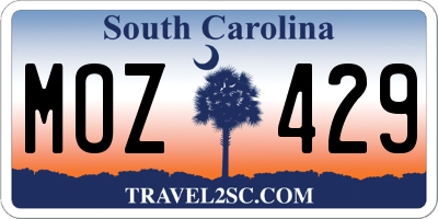 SC license plate MOZ429