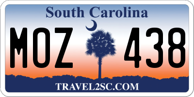 SC license plate MOZ438