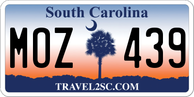SC license plate MOZ439