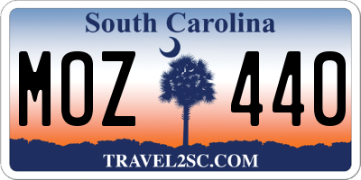 SC license plate MOZ440