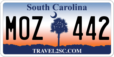 SC license plate MOZ442