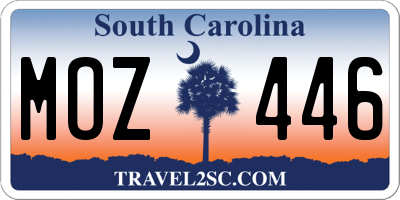 SC license plate MOZ446
