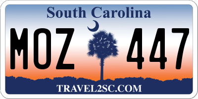 SC license plate MOZ447