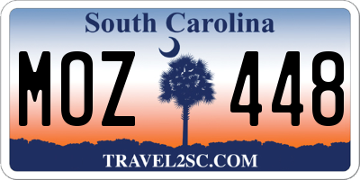 SC license plate MOZ448