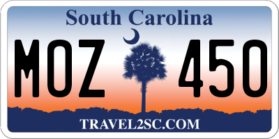 SC license plate MOZ450