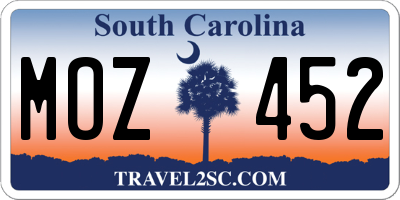 SC license plate MOZ452