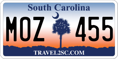 SC license plate MOZ455