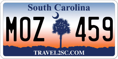 SC license plate MOZ459