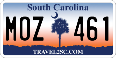 SC license plate MOZ461
