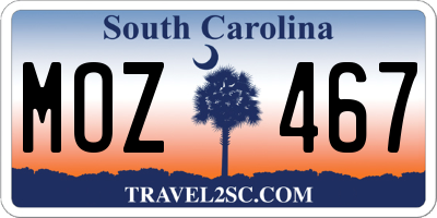 SC license plate MOZ467