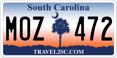 SC license plate MOZ472