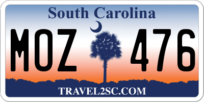 SC license plate MOZ476