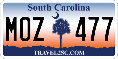 SC license plate MOZ477