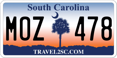 SC license plate MOZ478