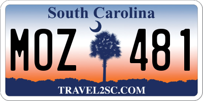 SC license plate MOZ481