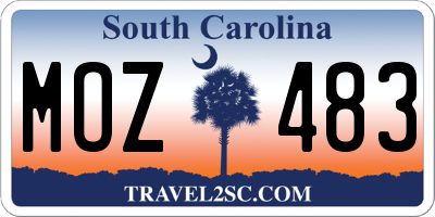SC license plate MOZ483
