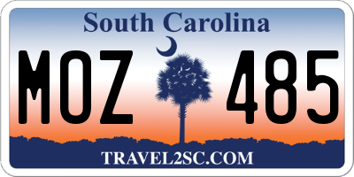 SC license plate MOZ485