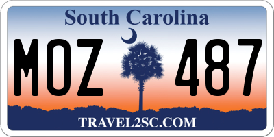 SC license plate MOZ487