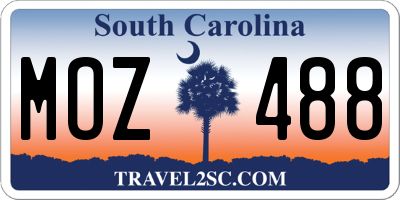 SC license plate MOZ488