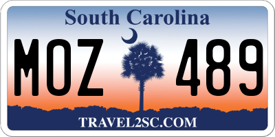 SC license plate MOZ489