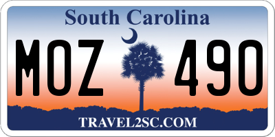 SC license plate MOZ490