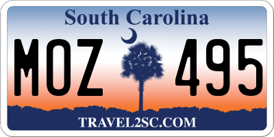 SC license plate MOZ495