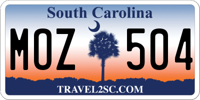 SC license plate MOZ504