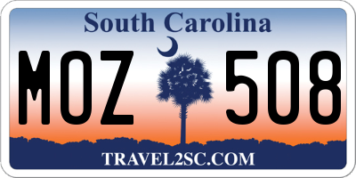 SC license plate MOZ508