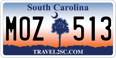 SC license plate MOZ513