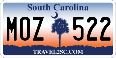 SC license plate MOZ522