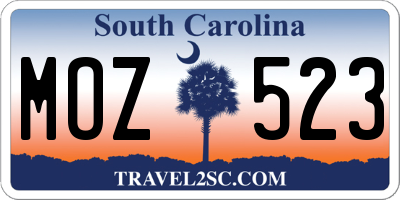 SC license plate MOZ523