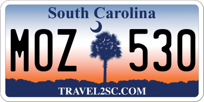 SC license plate MOZ530