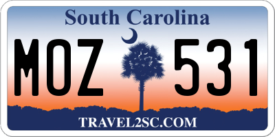 SC license plate MOZ531