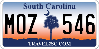SC license plate MOZ546