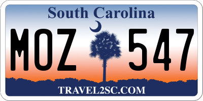 SC license plate MOZ547