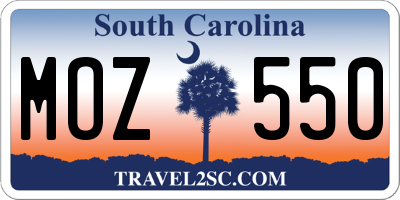 SC license plate MOZ550